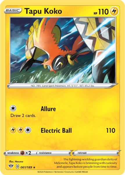 SWSH3 - Darkness Ablaze - 061/189 - Tapu Koko - Holo Rare