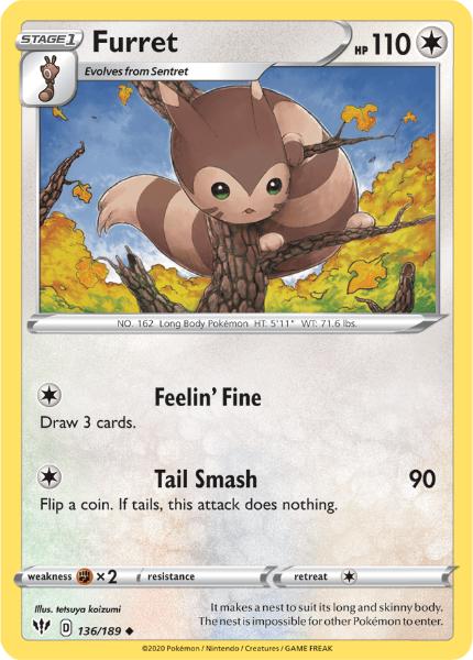 SWSH3 - Darkness Ablaze - 136/189 - Furret - Uncommon