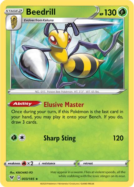 SWSH4 - Vivid Voltage - 003/185 - Beedrill - Rare Reverse