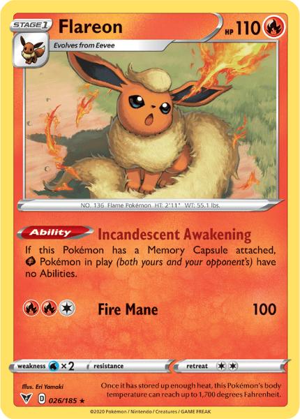 SWSH4 - Vivid Voltage - 026/185 - Flareon - Rare Reverse