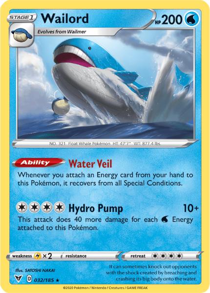 SWSH4 - Vivid Voltage - 032/185 - Wailord - Holo Rare Reverse