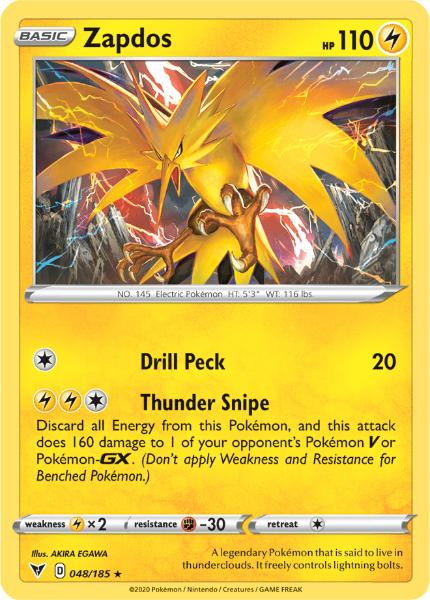 SWSH4 - Vivid Voltage - 048/185 - Zapdos - Holo Rare Reverse