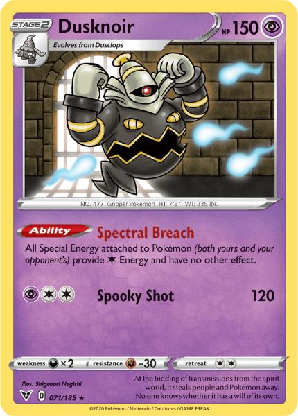 SWSH4 - Vivid Voltage - 071/185 - Dusknoir - Holo Rare Reverse