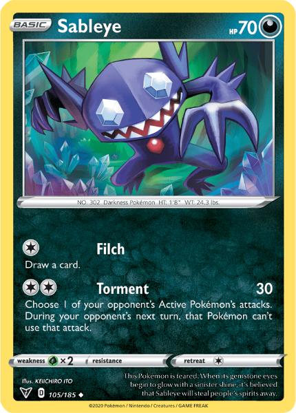 SWSH4 - Vivid Voltage - 105/185 - Sableye - Uncommon Reverse