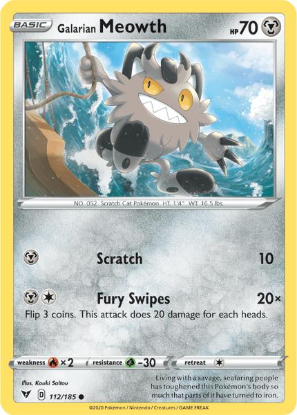 SWSH4 - Vivid Voltage - 112/185 - Galarian Meowth - Common Reverse