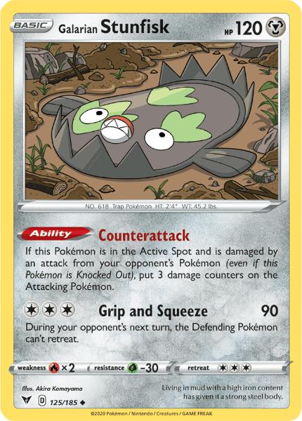 SWSH4 - Vivid Voltage - 125/185 - Galarian Stunfisk - Uncommon