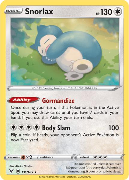 SWSH4 - Vivid Voltage - 131/185 - Snorlax - Holo Rare Reverse