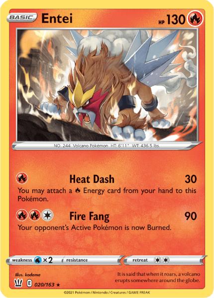 SWSH5 - Battle Styles - 020/163 - Entei - Holo Rare Reverse