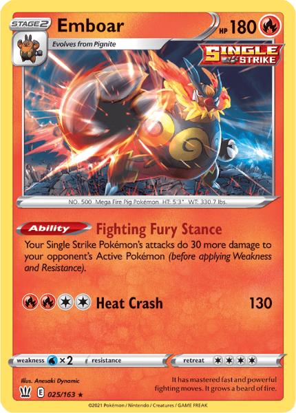 SWSH5 - Battle Styles - 025/163 - Emboar - Holo Rare Reverse