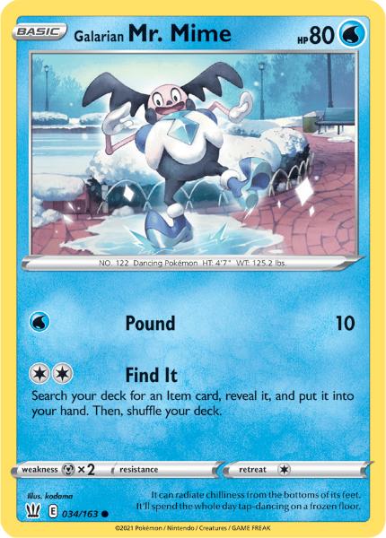 SWSH5 - Battle Styles - 034/163 - Galarian Mr. Mime - Common Reverse