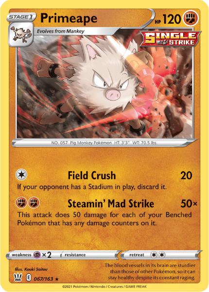 SWSH5 - Battle Styles - 067/163 - Primeape - Rare Reverse