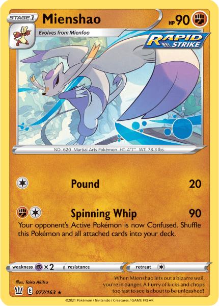 SWSH5 - Battle Styles - 077/163 - Mienshao - Rare Reverse