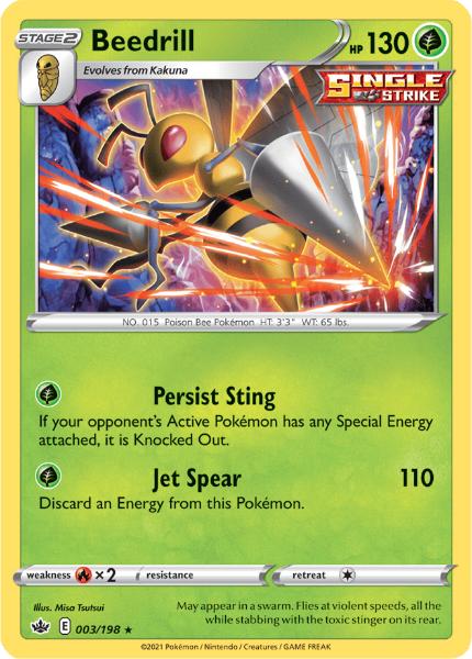 SWSH6 - Chilling Reign - 003/198 - Beedrill - Holo Rare - Reverse