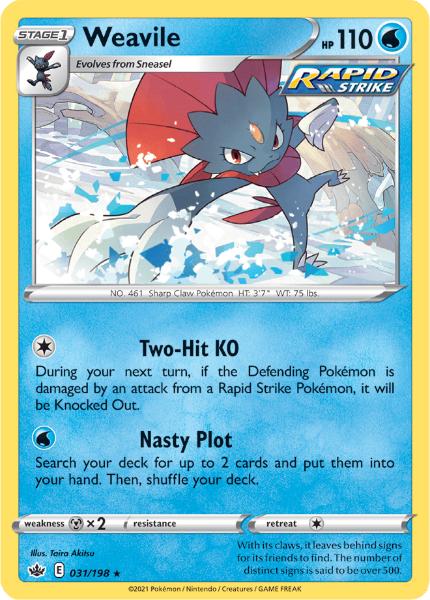 SWSH6 - Chilling Reign - 031/198 - Weavile - Holo Rare - Reverse