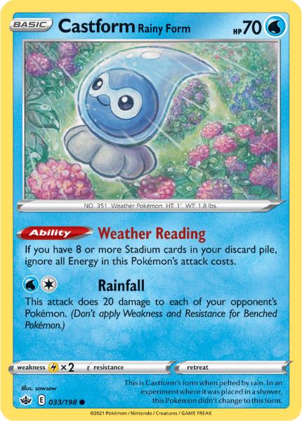 SWSH6 - Chilling Reign - 033/198 - Castform Rainy Form - Common - Reverse