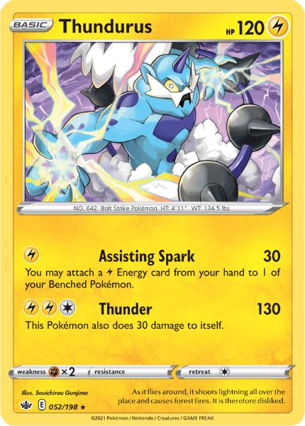 SWSH6 - Chilling Reign - 052/198 - Thundurus - Holo Rare - Reverse