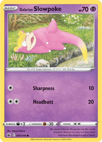 SWSH6 - Chilling Reign - 054/198 - Galarian Slowpoke - Common - Reverse