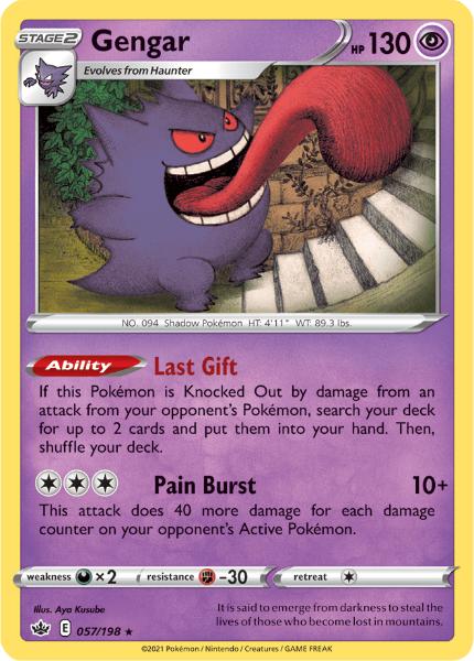 SWSH6 - Chilling Reign - 057/198 - Gengar - Holo Rare - Reverse