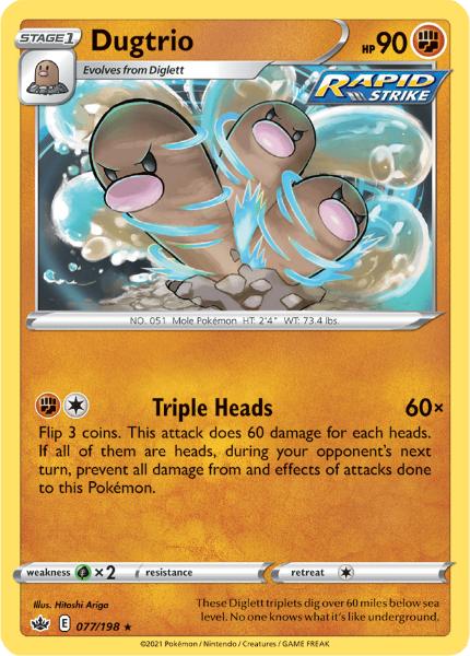 SWSH6 - Chilling Reign - 077/198 - Dugtrio - Rare - Reverse