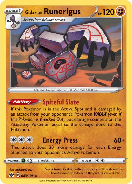 SWSH6 - Chilling Reign - 083/198 - Galarian Runerigus - Holo Rare - Reverse