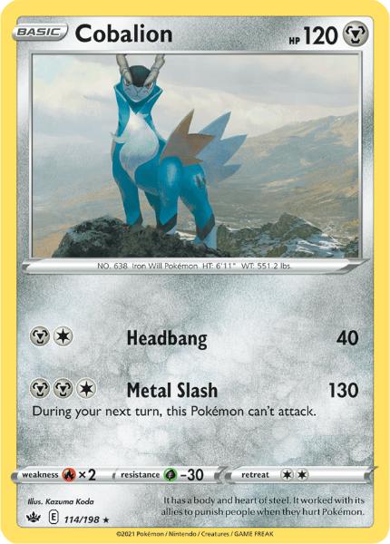 SWSH6 - Chilling Reign - 114/198 - Cobalion - Holo Rare - Reverse