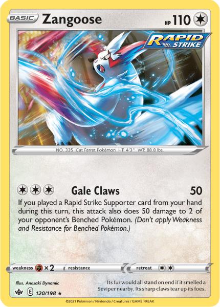 SWSH6 - Chilling Reign - 120/198 - Zangoose - Rare - Reverse