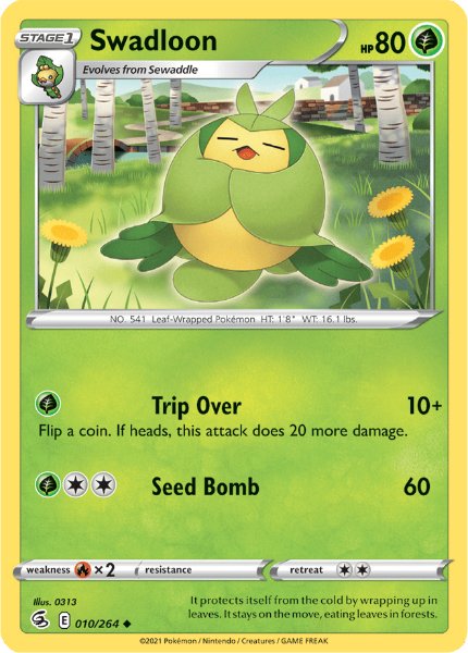 SWSH8 - Fusion Strike - 010/264 - Swadloon - Uncommon Reverse