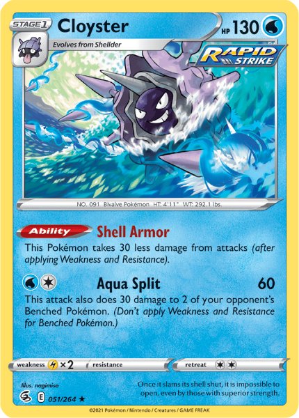 SWSH8 - Fusion Strike - 051/264 - Cloyster - Rare Reverse