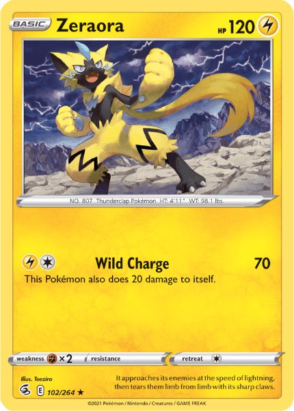 SWSH8 - Fusion Strike - 102/264 - Zeraora - Rare Reverse