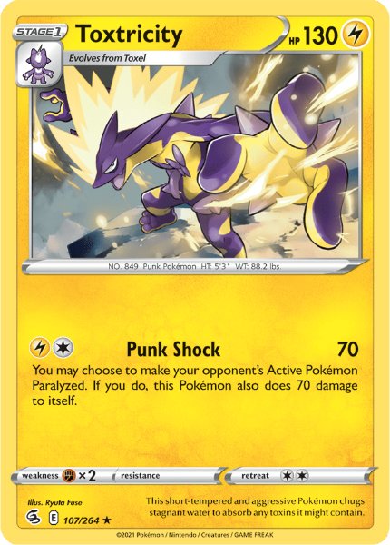 SWSH8 - Fusion Strike - 107/264 - Toxtricity - Holo Rare Reverse