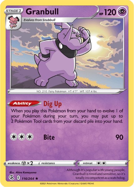 SWSH8 - Fusion Strike - 116/264 - Granbull - Rare Reverse