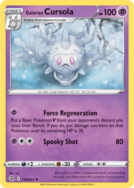 SWSH8 - Fusion Strike - 118/264 - Galarian Cursola - Rare Reverse