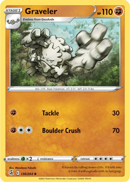 SWSH8 - Fusion Strike - 136/264 - Graveler - Uncommon Reverse