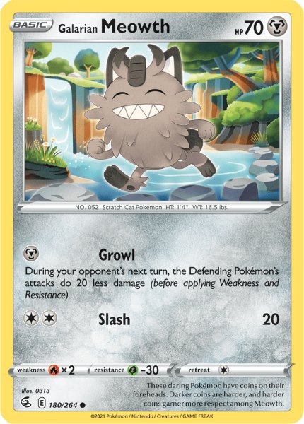 SWSH8 - Fusion Strike - 180/264 - Galarian Meowth - Common Reverse