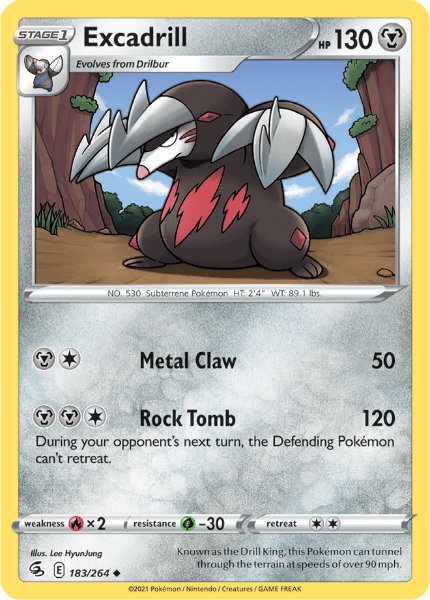 SWSH8 - Fusion Strike - 183/264 - Excadrill - Uncommon Reverse