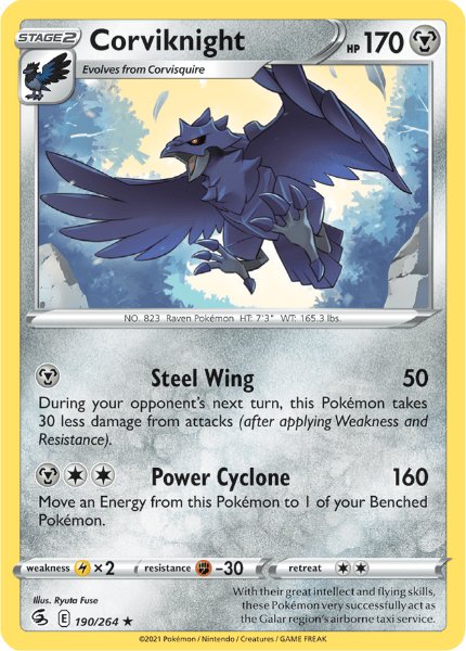 SWSH8 - Fusion Strike - 190/264 - Corviknight - Rare Reverse