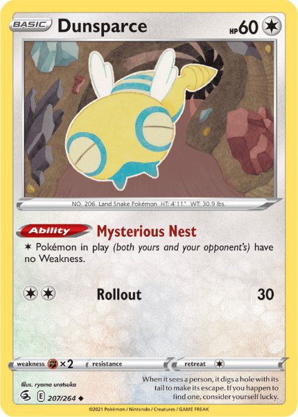 SWSH8 - Fusion Strike - 207/264 - Dunsparce - Uncommon Reverse