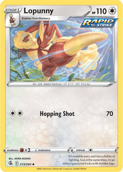 SWSH8 - Fusion Strike - 213/264 - Lopunny - Uncommon Reverse