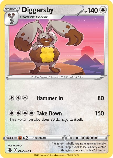 SWSH8 - Fusion Strike - 215/264 - Diggersby - Uncommon Reverse