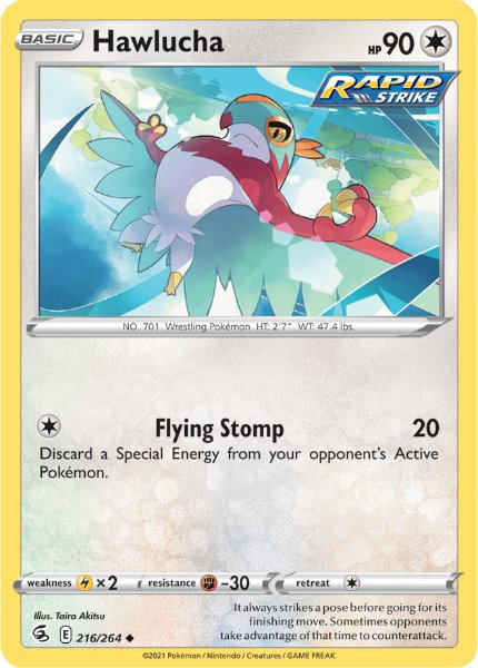 SWSH8 - Fusion Strike - 216/264 - Hawlucha - Uncommon Reverse