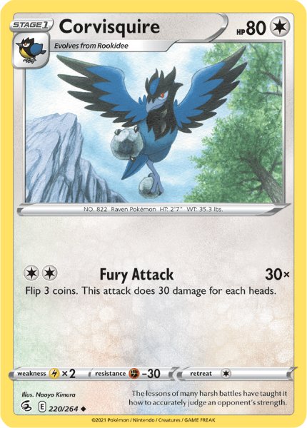 SWSH8 - Fusion Strike - 220/264 - Corvisquire - Uncommon Reverse