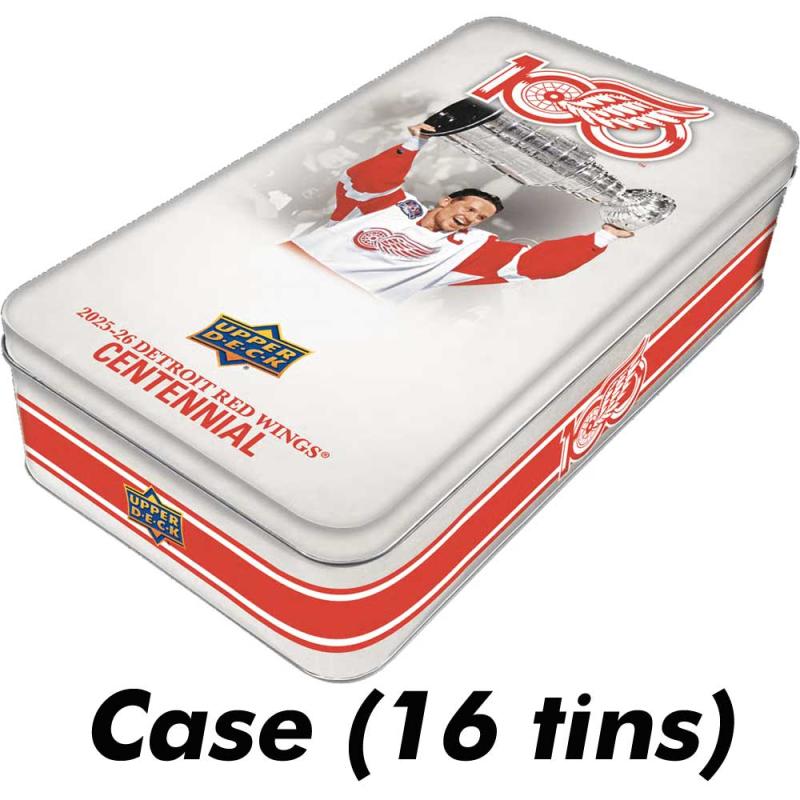 FÖRKÖP: Hel Case (16 tins) 2025-26 Upper Deck Detroit Red Wings Centennial Hobby [07093] (Preliminär release 4:e februari 2026)