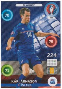 Adrenalyn XL UEFA Euro 2016, Team Mate, #159, Kari Arnason