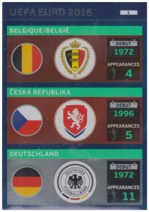 Adrenalyn XL UEFA Euro 2016, Teams, #1, Belgique / Ceska Republika / Deutschland