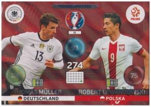 Adrenalyn XL UEFA Euro 2016, Friends and Foe, #25, Thomas Muller / Robert Lewandowski