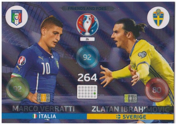 Adrenalyn XL UEFA Euro 2016, Friends and Foe, #26, Marco Verratti / Zlatan Ibrahimovic