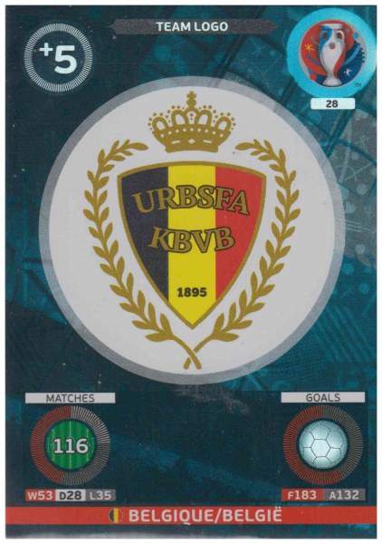Adrenalyn XL UEFA Euro 2016, Team Logo, #028, Belgique/Belgie