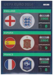 Adrenalyn XL UEFA Euro 2016, Teams, #2, England / Espana / France