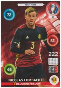 Adrenalyn XL UEFA Euro 2016, Team Mate, #033, Nicolas Lombaerts