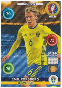 Adrenalyn XL UEFA Euro 2016, Team Mate, #379, Emil Forsberg